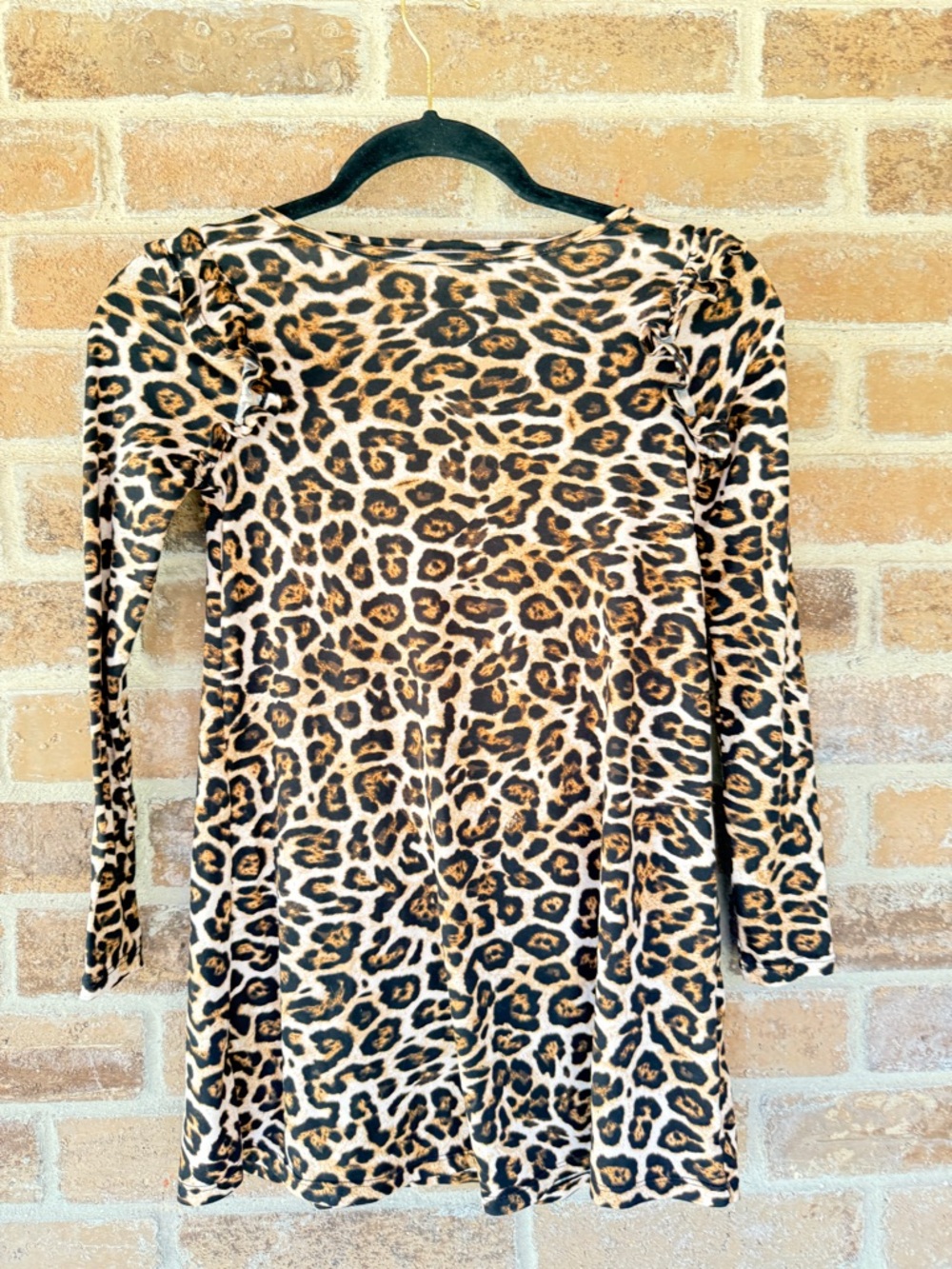 love, Fire Leopard Print Long Sleeve Tunic - Black, Brown, Tan